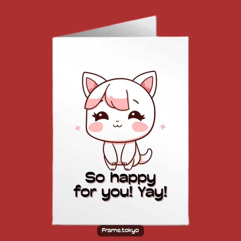 Free Printable Congrats Card: Blushing Shy Smile, Humorous DIY Downloadable