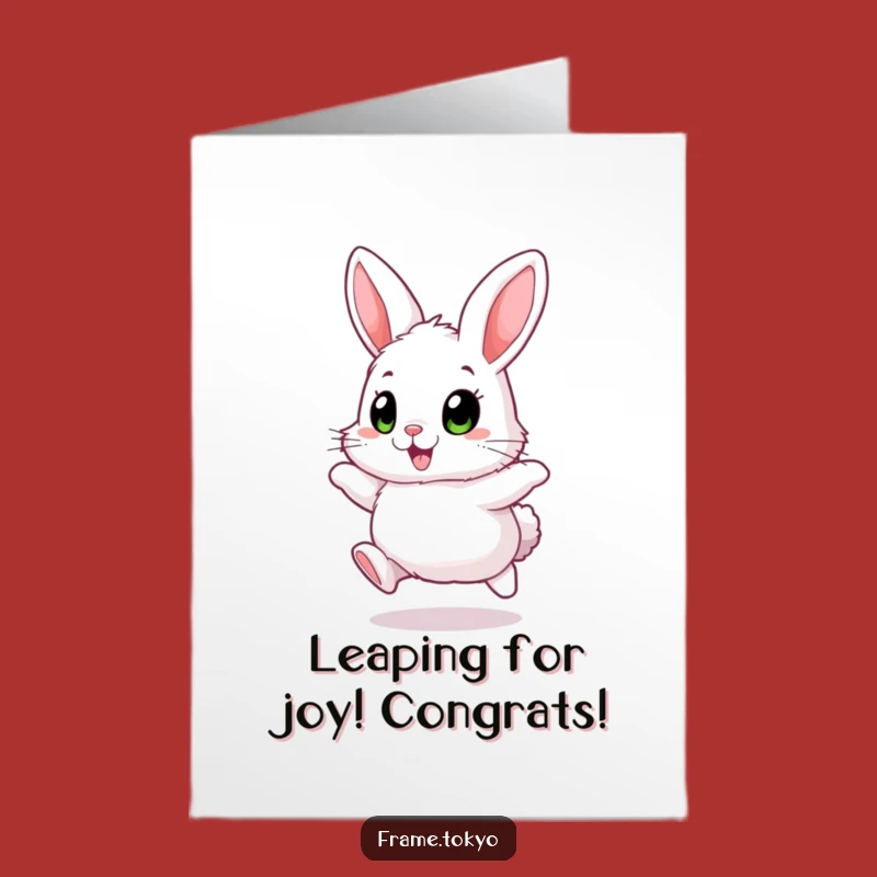 Free Printable Congrats Card: Excited Rabbit, Funny Bunny Celebration Downloadable Gift