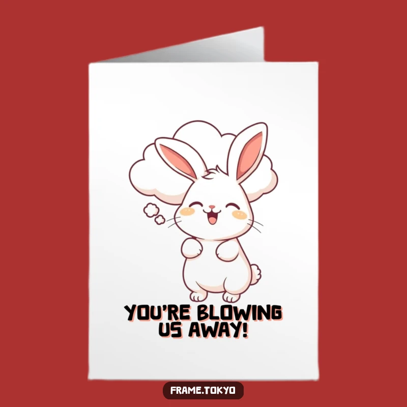 Free Printable Congrats Card: Rabbit & Cloud Breeze - Cheerful Downloadable!