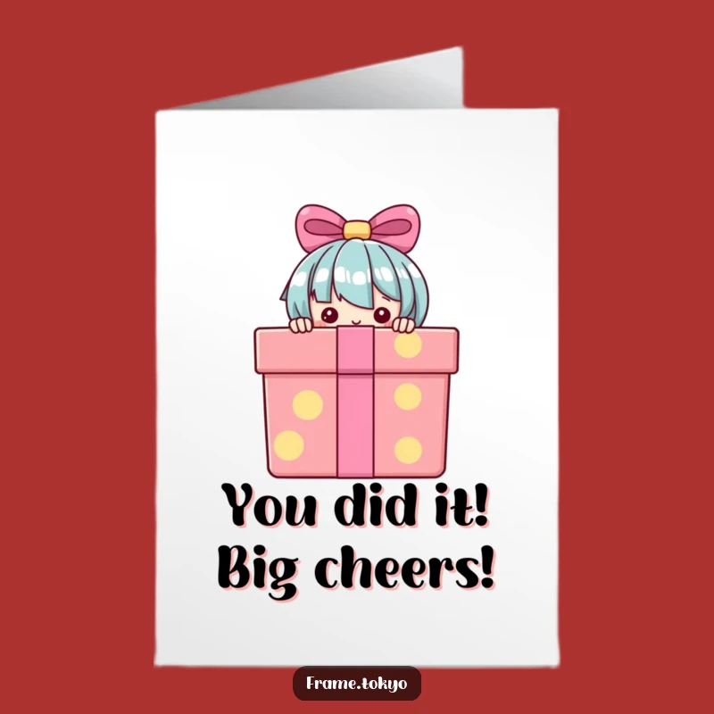 Free Printable Congratulations Card: Peeking Gift Box Humor, DIY Downloadable Surprise