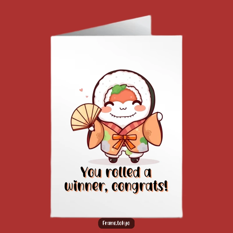 Free Printable Sushi Congrats Card: Kimono Fan Wave Downloadable Gift