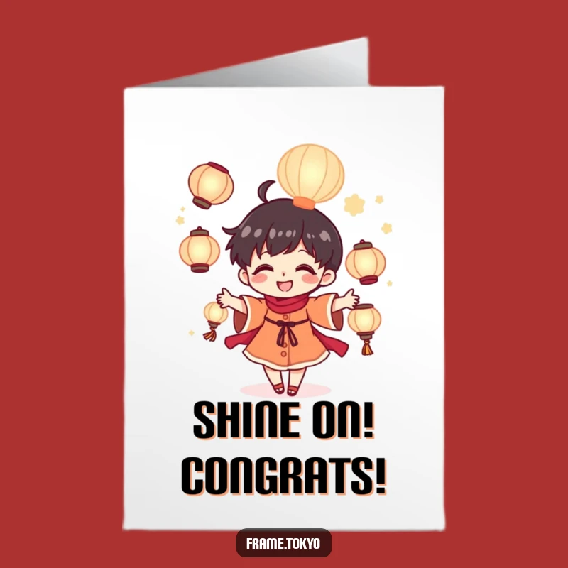 Free Printable Congratulations Card: Juggling Lanterns Success Funny Downloadable Gift