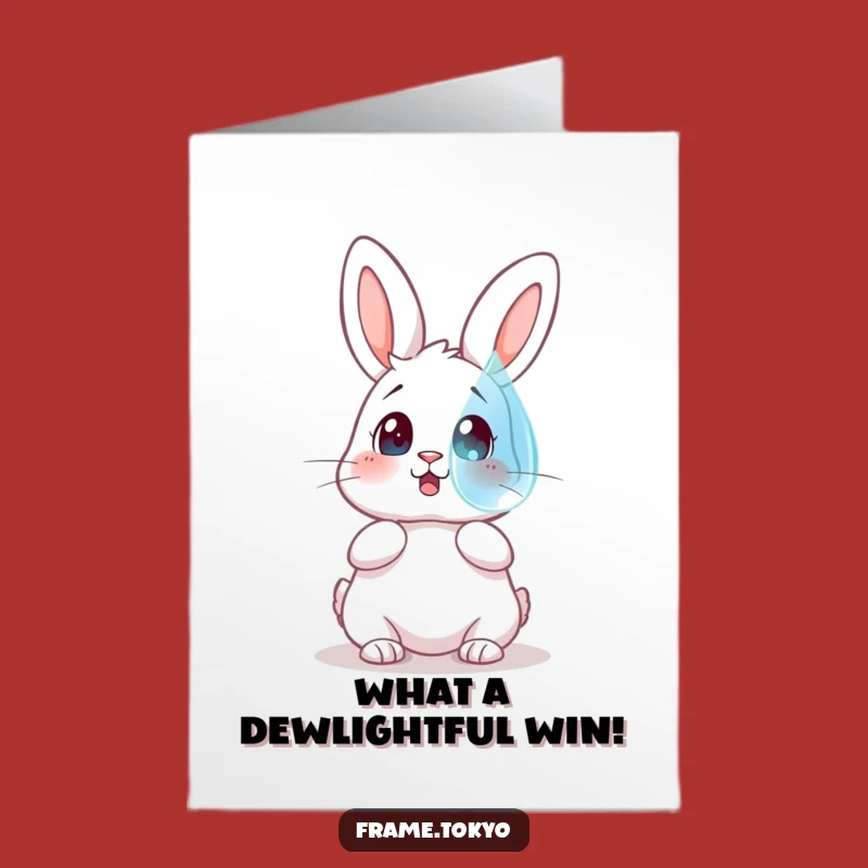 Free Printable Congrats Card: Surprised Rabbit, Giant Dewdrop, Unique DIY Gift!