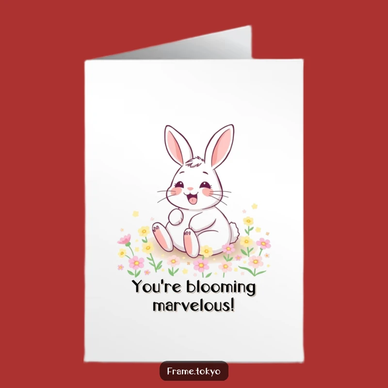 Free Printable Congrats Card: Happy Rabbit, Glowing Flowers, Best DIY Gift!