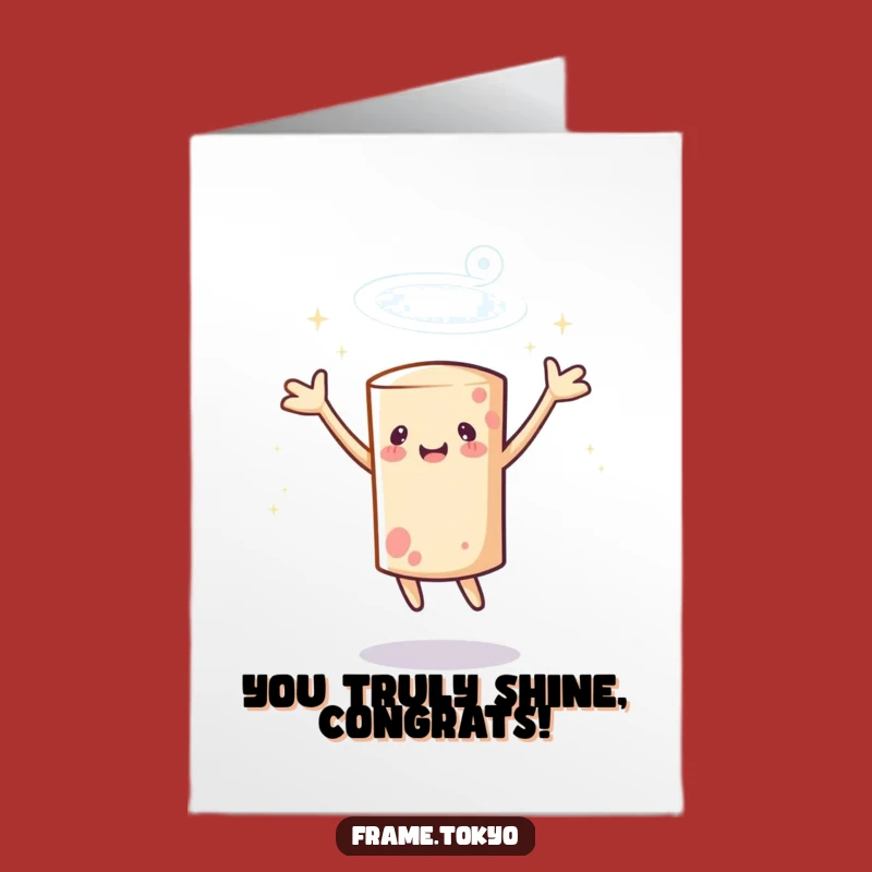 Free Printable Congrats Card: Spinning Cylindrical Character Success Downloadable Gift