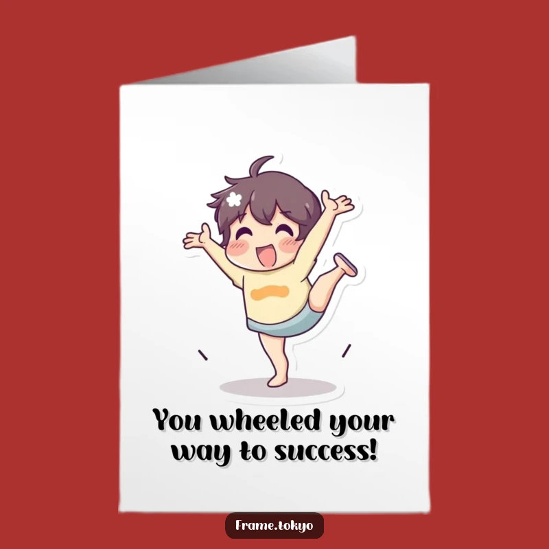 Free Printable Congrats Card: Cartwheeling Character, Humorous DIY Downloadable