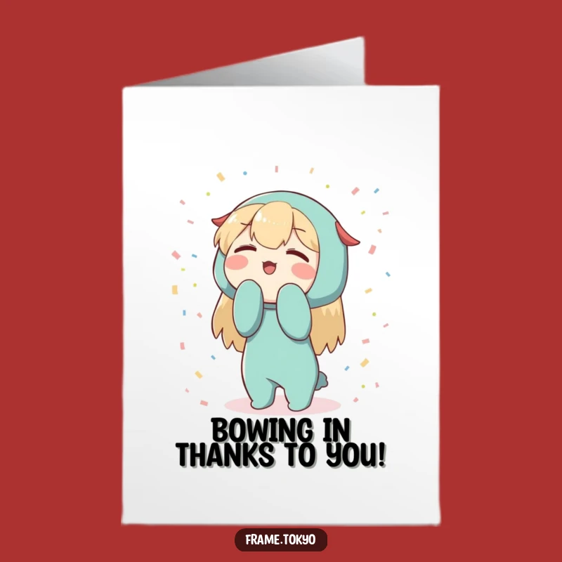 Free Printable Bowing Character Confetti Heartfelt Thank You Card - Humorous Downloadable