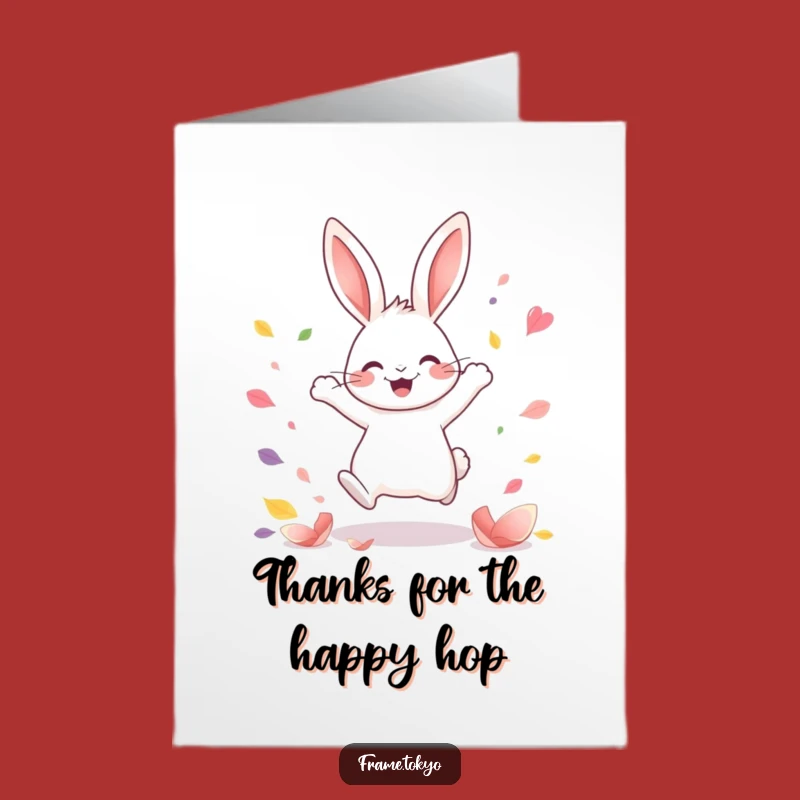 Free Printable Funny Thank You Card: Joyful Rabbit Petal Leap Gratitude Downloadable