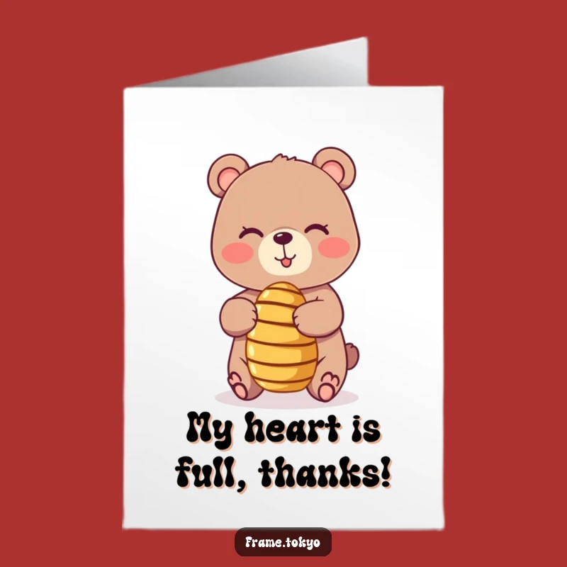Free Printable Thank You Card Bear: Winking & Honey Dipper Funny Downloadable Gift