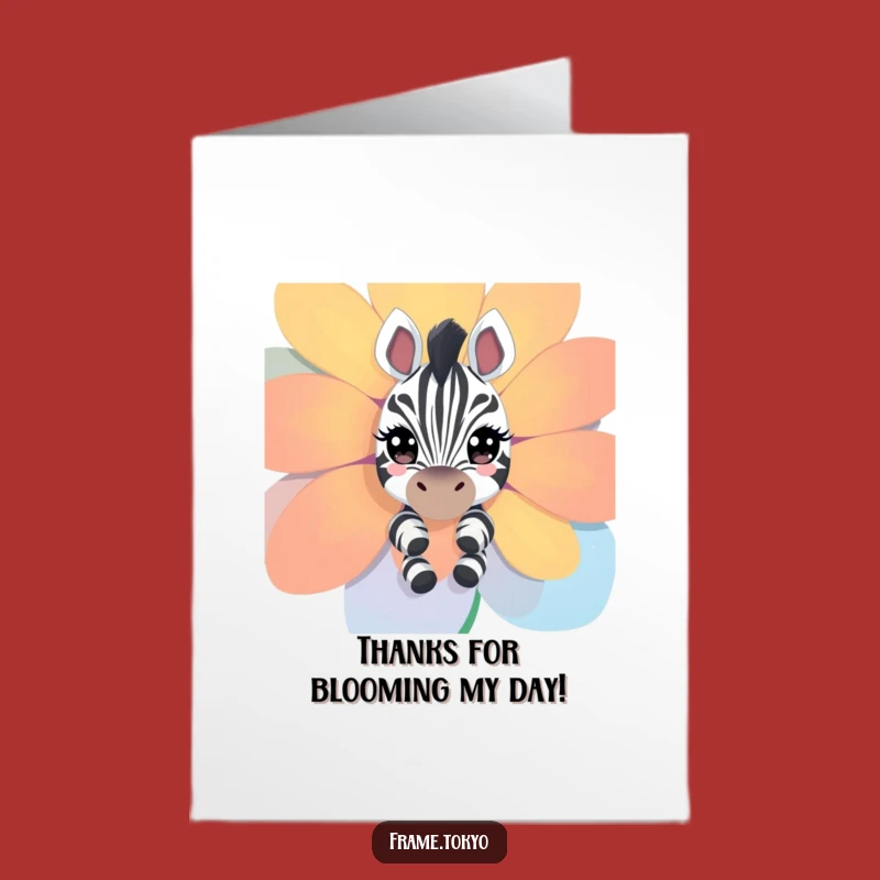 Free Printable Thank You Card: Curious Zebra - Floral Funny Downloadable Gift