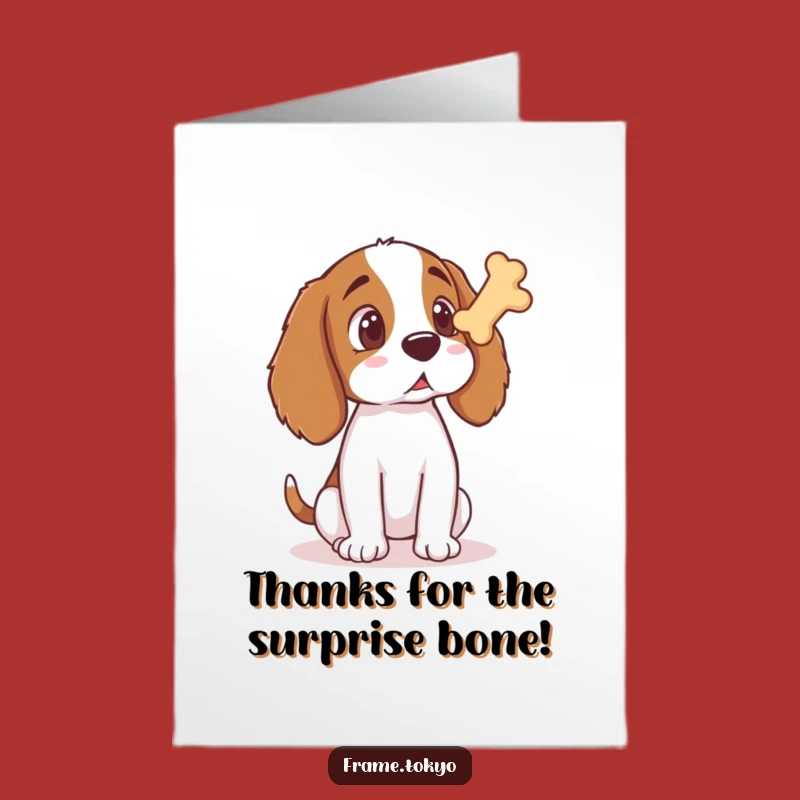 Free Printable Thank You Card: Surprised Spaniel, Floating Bone Treat - Funny Downloadable Gift