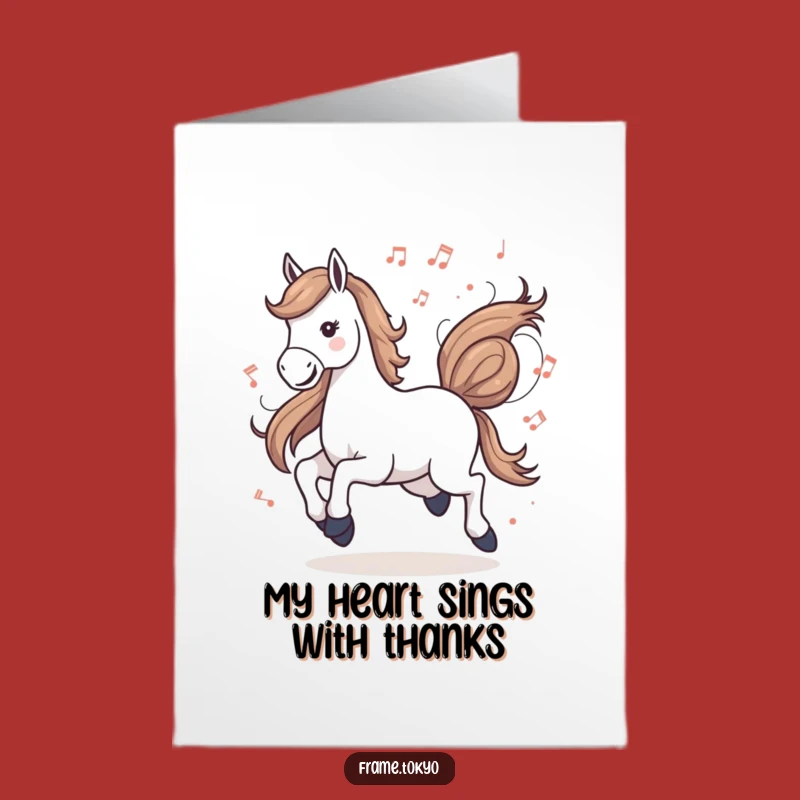 Free Printable Thank You Card: Galloping Horse, Music Notes, Funny Downloadable Gift