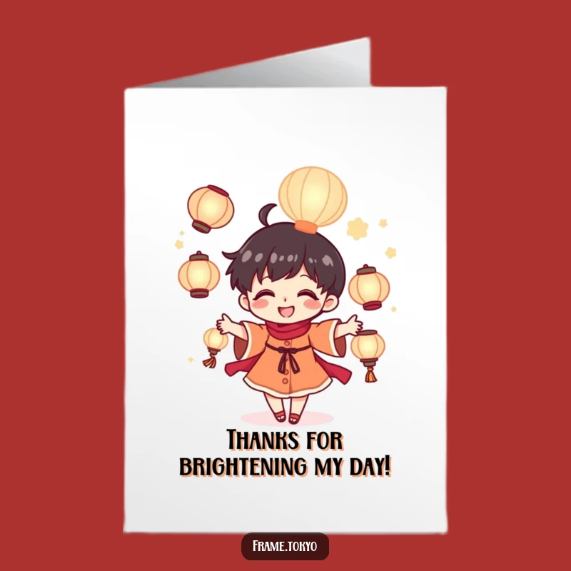 Free Printable Thank You Card: Juggling Lanterns Gratitude Funny Downloadable Gift