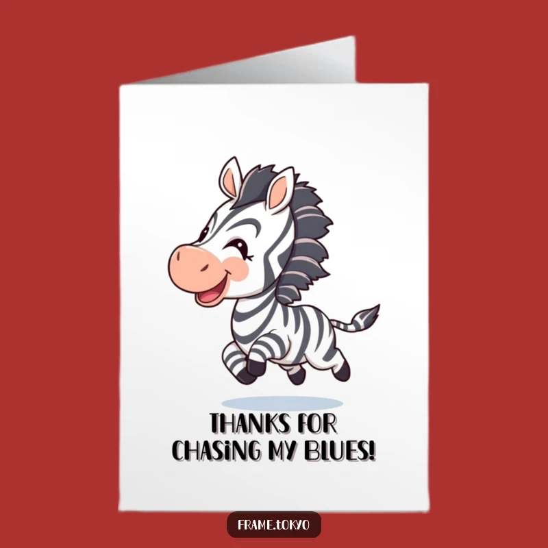 Free Printable Thank You Card: Playful Zebra - Funny Downloadable Gift