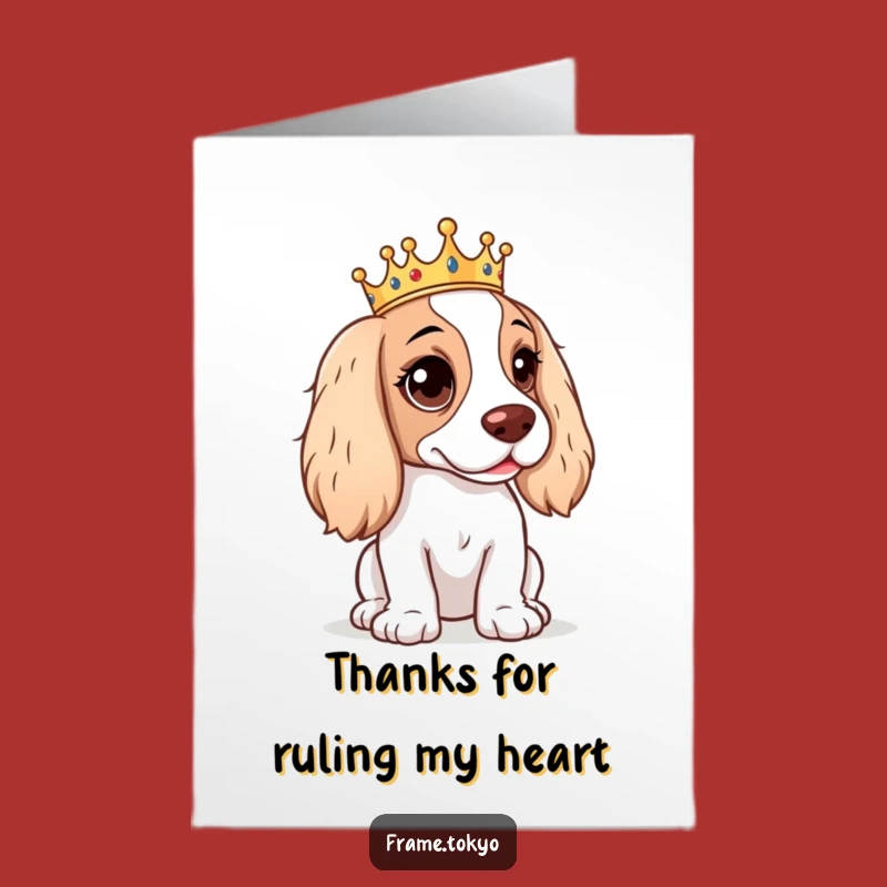 Free Printable Thank You Card: Mischievous Crowned Spaniel - Royal Downloadable Gift