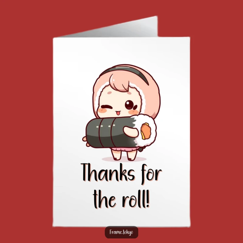Funny Free Printable Thank You Card: Winking Sushi Character - Downloadable