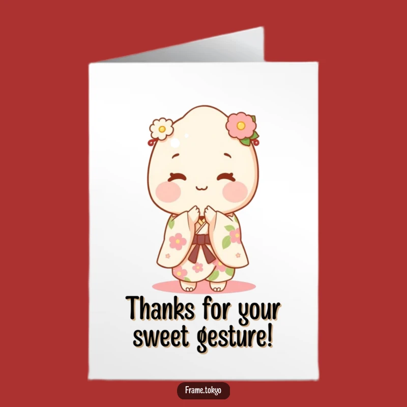 Free Printable Mochi Thank You Card: Floral Bow Gratitude Downloadable Gift