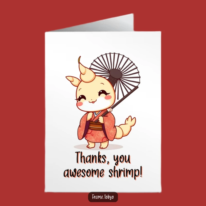 Free Printable Thank You Card: Charming Kawaii Shrimp Kimono Humorous Downloadable