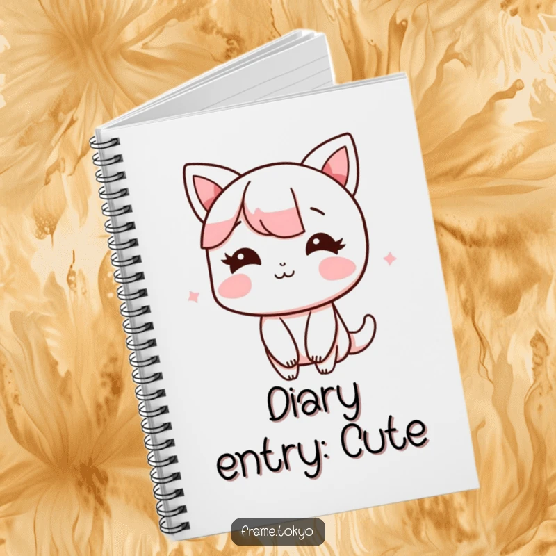 Funny Notebook with a character blushing with a shy smile, perfect for journaling sweet thoughts and ideas.
