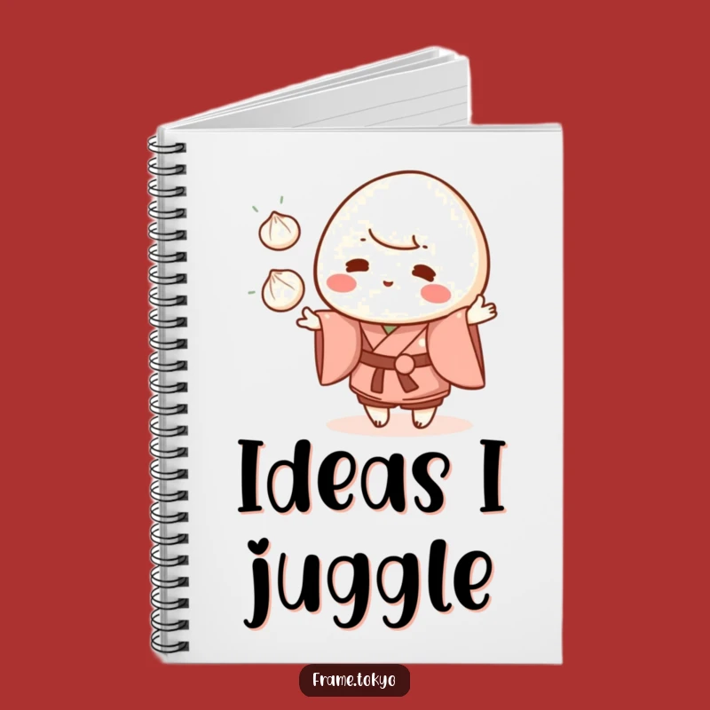 Funny Mochi Juggling Kimono Notebook - Playful Dessert Stationery Gift