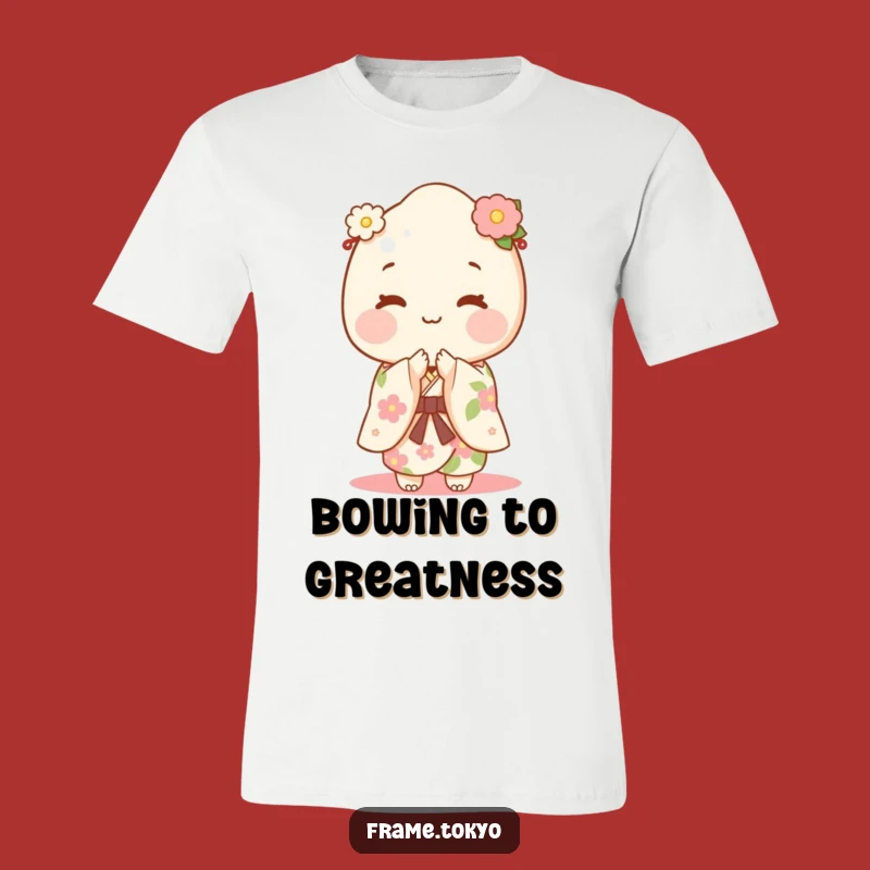 Funny Mochi Kimono T-Shirt: Happy Bowing Dessert Delight!