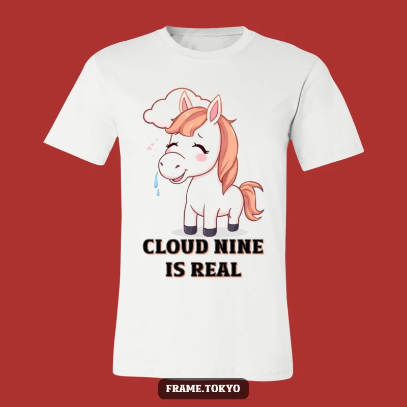 Funny Joyful Horse Smiling Cloud T-Shirt - Happy Equine Tee Gift
