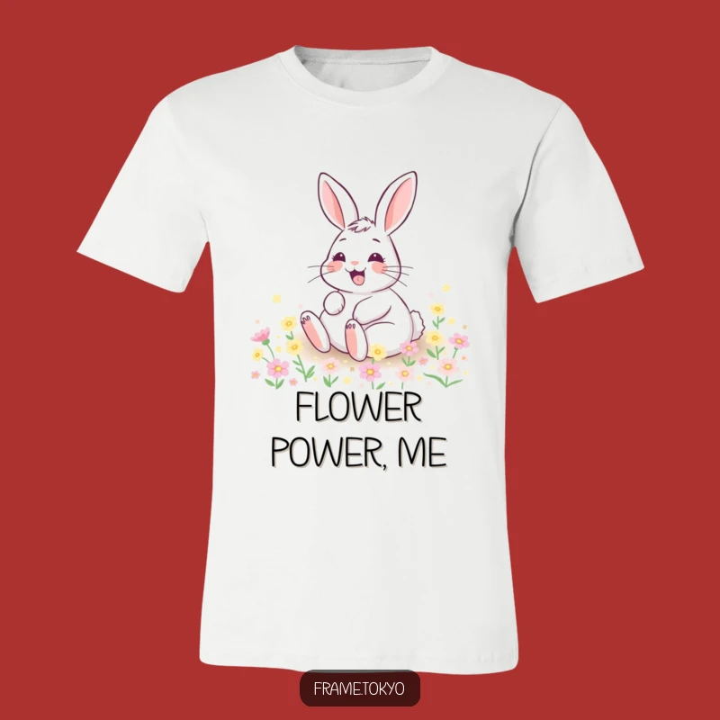 Funny Grinning Rabbit Flower Field Tee: Perfect Gift for Joyful Spirits
