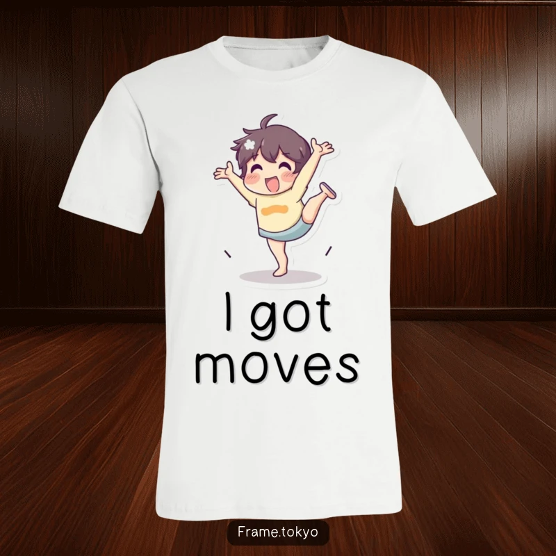 Funny T-Shirt featuring a character doing a cartwheel with energetic enthusiasm and a big smile, expressing pure fun.
