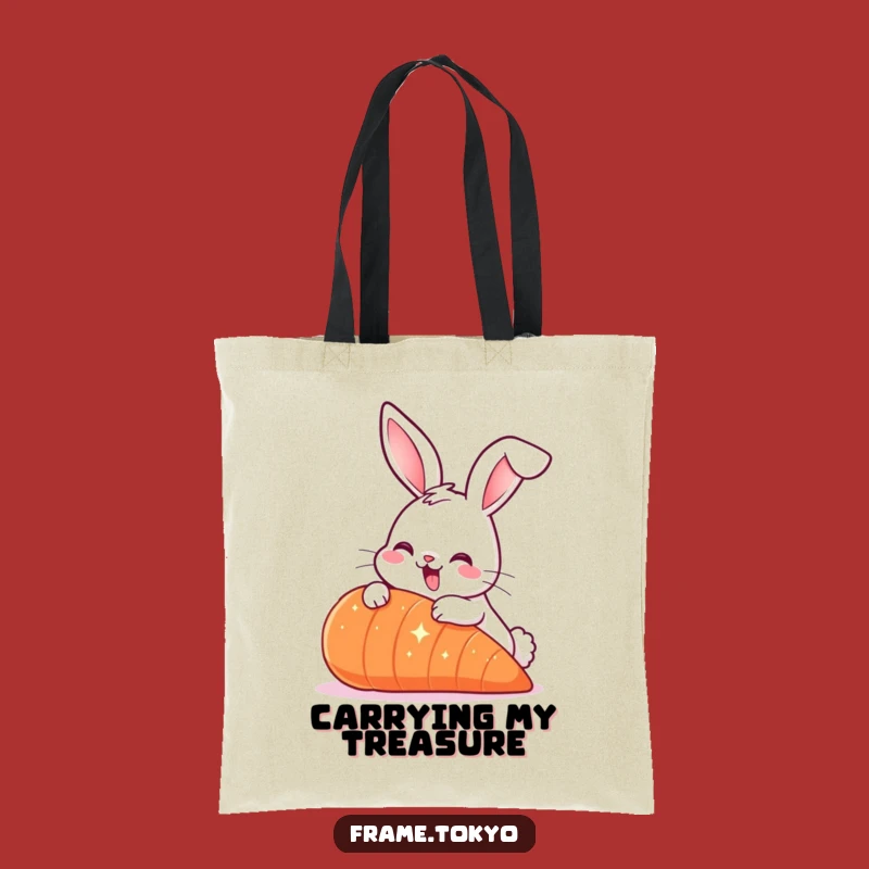 Funny Smiling Rabbit Carrot Tote Bag: Carry Your Giant Snack