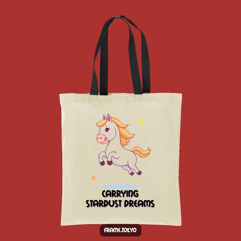 Funny Happy Jumping Horse Stars Tote Bag - Energetic Equine Accessory Gift