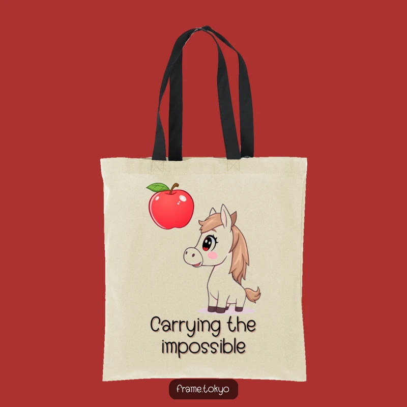 Funny Surprised Horse Giant Apple Tote Bag - Whimsical Equine Carryall Gift