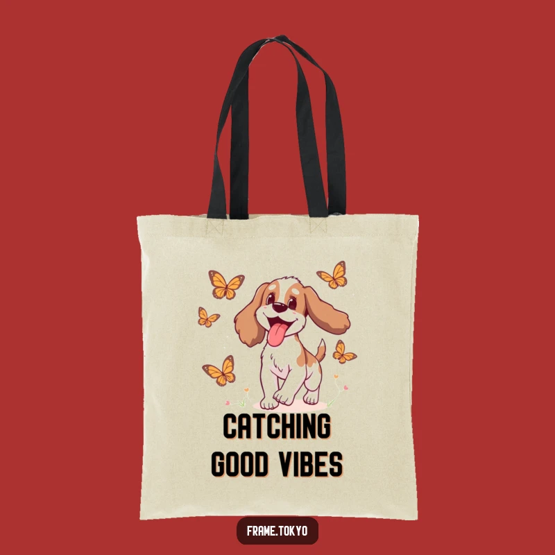 Funny Delighted Spaniel Tote Bag: Carry Your Joyful Chase!