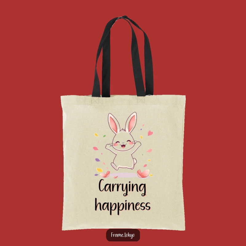 Funny Kawaii Rabbit Tote Bag: Joyful Leap, Petal Shower Chic, Stylish & Cheerful