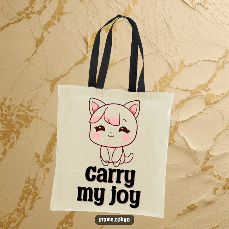 Funny Tote Bag featuring a character blushing with a shy, happy smile, perfect for carrying essentials with sweet charm.